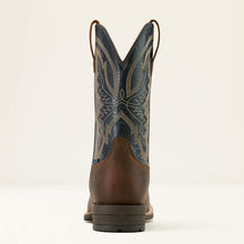 Ariat Men's Taupe Hybrid Ranchwork Waterproof Broad Square Toe Cowboy Boots with Dark Blue Tops