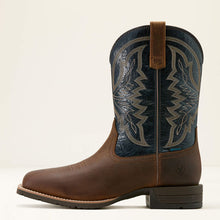 Ariat Men's Taupe Hybrid Ranchwork Waterproof Broad Square Toe Cowboy Boots with Dark Blue Tops
