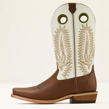 Ariat Men's Brown Southland Blunt Toe Cowboy Boots with Cream Tops