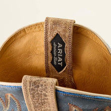 Ariat Men's Gold Point Earth Brown Bison Broad Square Toe Boots with Blue Tops