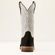 Ariat Men's Black Roughout Circuit Gritty Broad Square Toe Cowboy Boots with Shredded White Tops