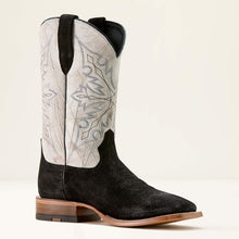 Ariat Men's Black Roughout Circuit Gritty Broad Square Toe Cowboy Boots with Shredded White Tops