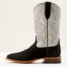 Ariat Men's Black Roughout Circuit Gritty Broad Square Toe Cowboy Boots with Shredded White Tops
