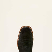 Ariat Men's Black Roughout Circuit Gritty Broad Square Toe Cowboy Boots with Shredded White Tops