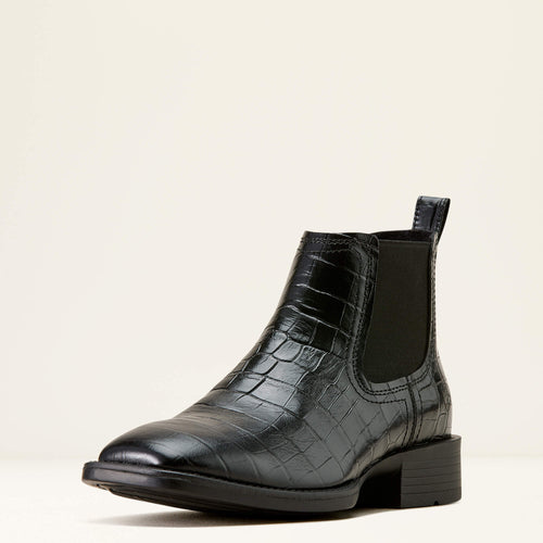 Pard's Western Shop Ariat Men's Black Croc Print Booker Chelsea Broad Square Toe Western Shoe/Boot