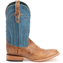 Ferrini Men's Tan Maddox Broad Square Toe Boots with Blue Tops