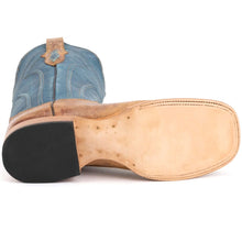 Ferrini Men's Tan Maddox Broad Square Toe Boots with Blue Tops