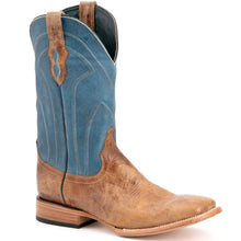 Pard's Western Shop Ferrini Men's Tan Maddox Broad Square Toe Boots with Blue Tops
