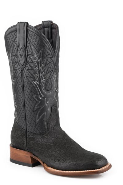 Pard's Western Shop Stetson Men's Black Nubuck Alligator Broad Square Toe Boots
