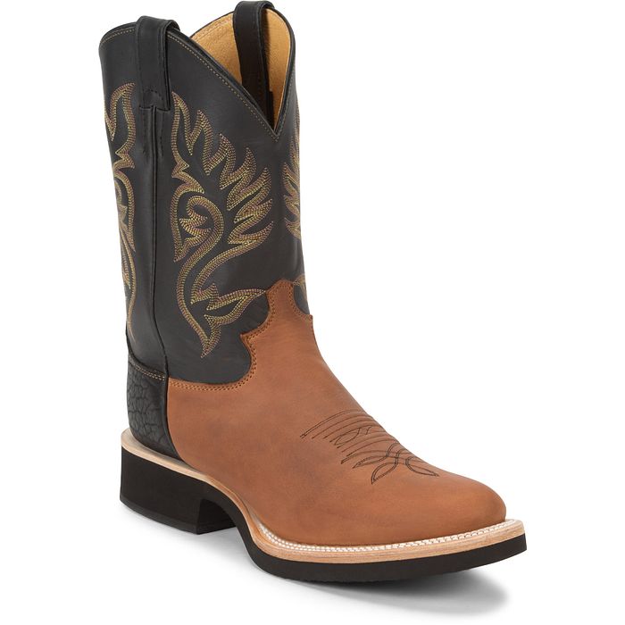 Pard's Western Shop Justin Men's Brown Paluxy Round Toe Tekno Crepe Sole Cowboy Boots