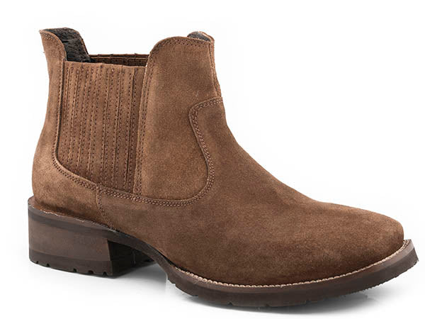 Pard's Western Shop Roper Footwear Brown Suede Lucas Square Toe Slip-On Shoe/Boot for Men