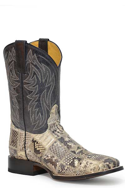 Pard's Western Shop Roper Footwear Natural Patchwork Python Square Toe Boots for Men