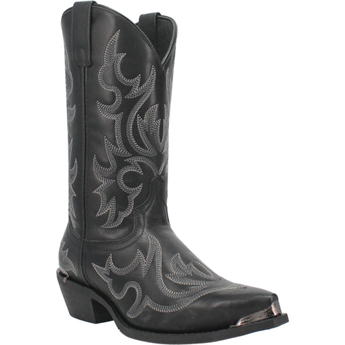 Pard's Western Shop Laredo Men's Jameson Snip Toe Black Western Boots with All-over Fancy Stitching