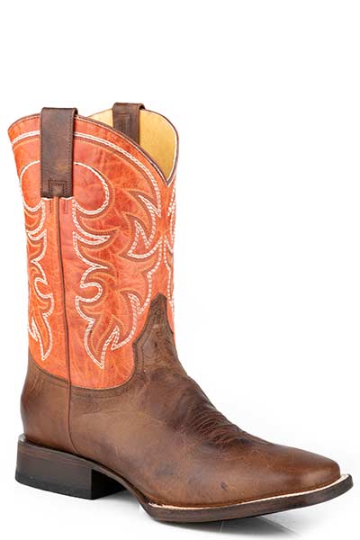 Roper Mens Tan/Brown Distressed Leather Shoe/Boot, Orange Accents, NWT, Size 8 Roper Footwear Men main image 2