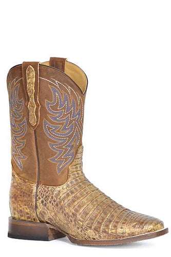 Pard's Western Shop Stetson Men's Tan Cameron Caiman Broad Square Toe Western Boots