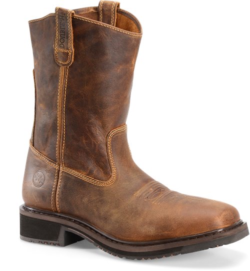 28cm メキシコ製 DOUBLE-H ウエスタンブーツ P4478 Double H Tan Sebastain Broad Square Toe Roper Boots for Men