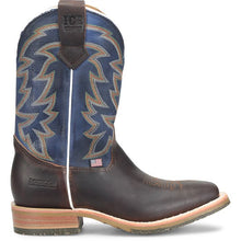 Double H Men's Whiskey Long Broad Square Toe Roper Boots with Cobalt Blue Tops