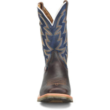 Double H Men's Whiskey Long Broad Square Toe Roper Boots with Cobalt Blue Tops