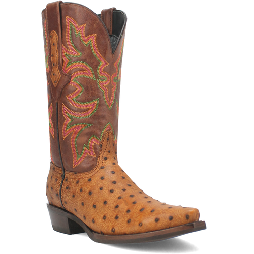 Pard's Western Shop Dingo Outlaw Tan Ostrich Print Snip Toe Boots for Men
