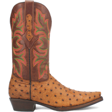 Dingo Outlaw Tan Ostrich Print Snip Toe Boots for Men