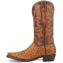 Dingo Outlaw Tan Ostrich Print Snip Toe Boots for Men