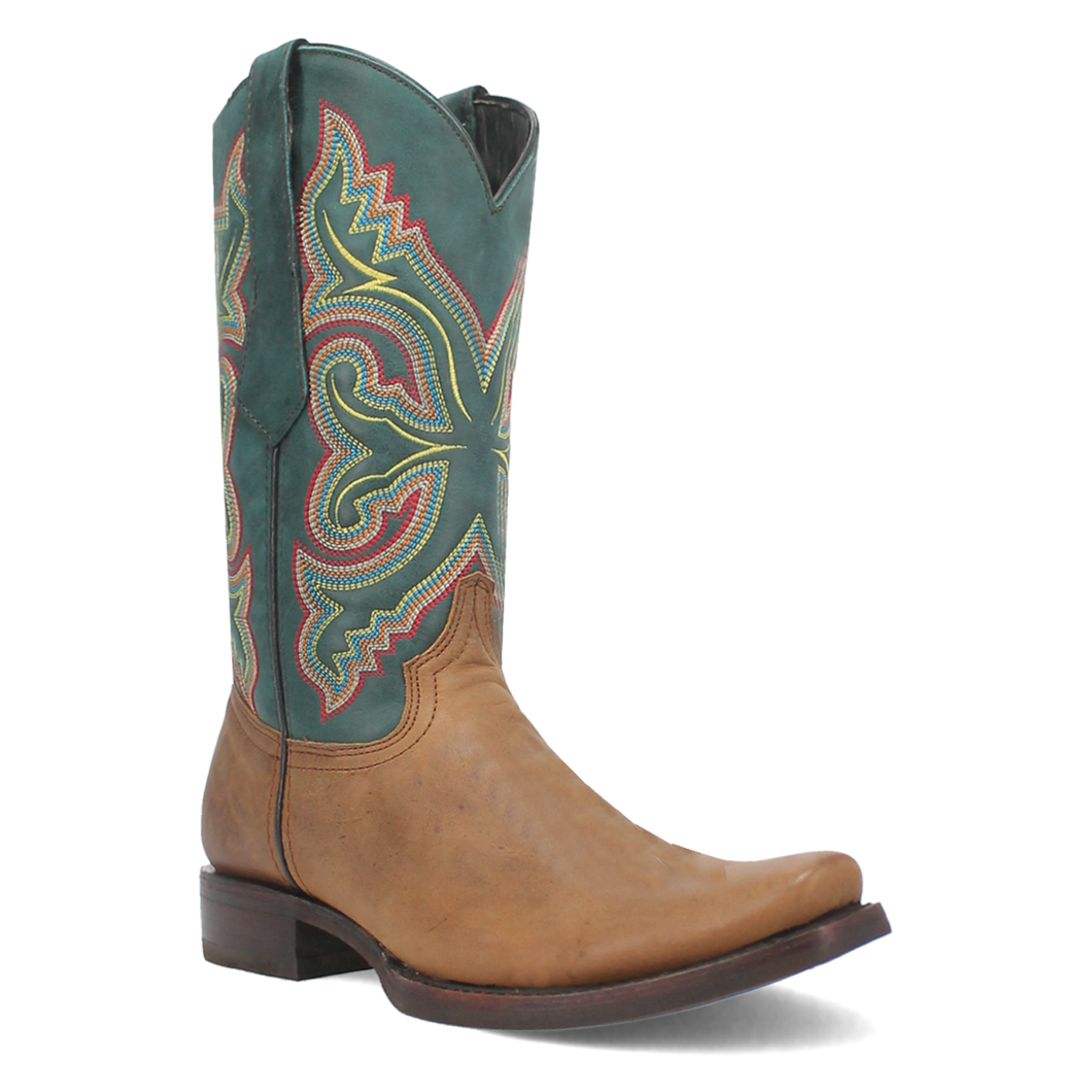 Pard's Western Shop Dingo Men's Tan True Grit Blunt Toe Western Boots with Green Tops