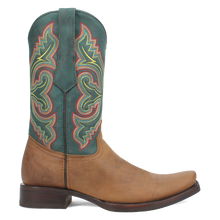 Dingo Men's Tan True Grit Blunt Toe Western Boots with Green Tops