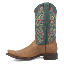 Dingo Men's Tan True Grit Blunt Toe Western Boots with Green Tops