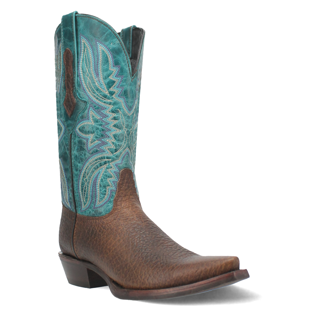 Pard's Western Shop Dingo Men's Brown Rio Lobo Toe Western Boots with Blue Tops