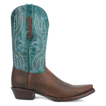 Dingo Men's Brown Rio Lobo Snip Toe Western Boots with Blue Tops
