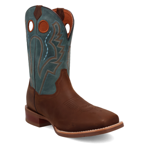 Pard's Western Shop Dan Post Men's Brown Leighton Broad Square Toe Boots with Blue Tops