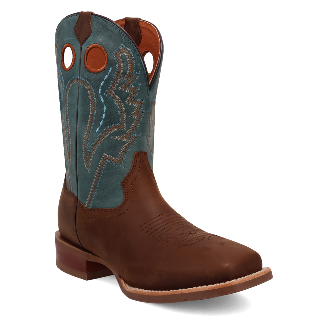 Pard's Western Shop Dan Post Men's Brown Leighton Broad Square Toe Boots with Blue Tops