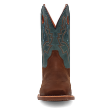 Dan Post Men's Brown Leighton Broad Square Toe Boots with Blue Tops