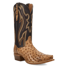 Dan Post Men's Tan Grit Full Quill Ostrich Snip Toe Western Boots