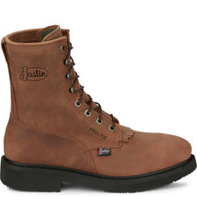 Justin Men's Brown Livestock Round Steel Toe Lace-Up Work Boots