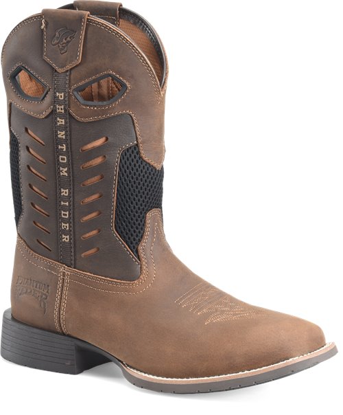 Pard's Western Shop Double H Men's Brown Rudess Phantom Rider Broad Square Toe Roper Boots