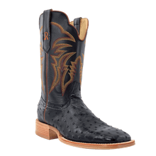 Pard's Western Shop R.Watson Men's Black Full Quill Ostrich Boots with Black Tops