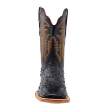 R.Watson Men's Black Full Quill Ostrich Boots with Black Tops