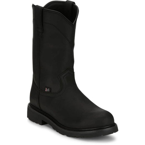 Pard's Western shop Justin Men's Dorsal Black Waterproof Round Steel Toe Work Boots