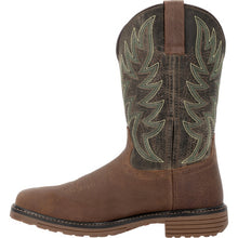 Durango Men's Brown Workhorse Broad Square Toe Boots with Moss Green Ventilated Tops