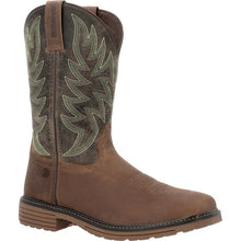 Pard's Western Shop Durango Men's Brown Workhorse Broad Square Toe Boots with Moss Green Ventilated Tops