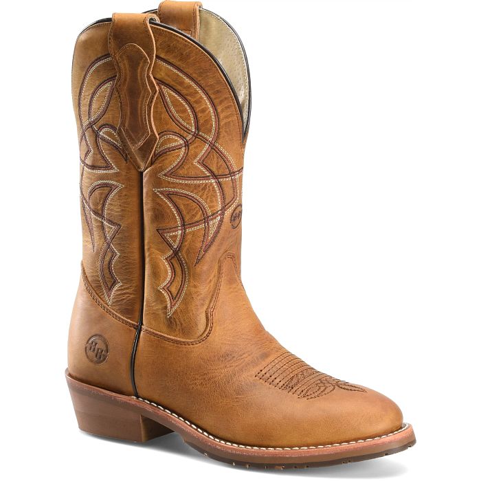 Pard's Western Shop Double H Tan Old Town Folklore Toscosa Round Toe Western Roper Boots for Men