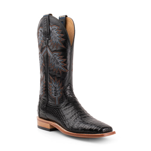 Pard's Western Shop Hyer Men's Russel Black Caiman Broad Square Toe Boots