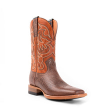 Pard's Western Shop Hyer Men's Chocolate Clay Bucklin Broad Square Toe Boots with Burnt Rust Tops