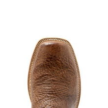 Hyer Men's Kincaid Rye Brown Bullhide Broad Square Toe Western Boots with Bright Blue Tops