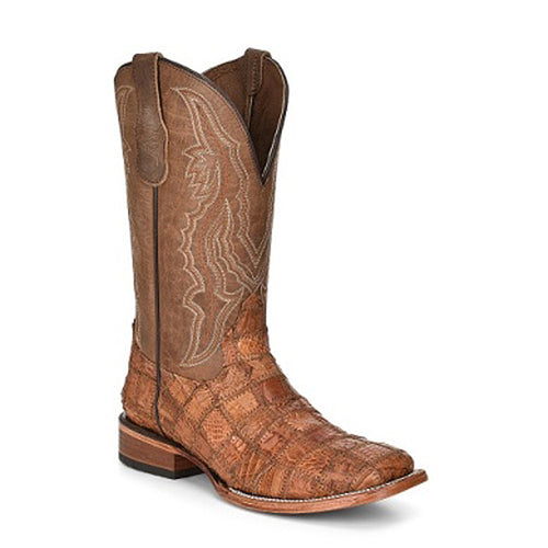 Pard's Western Shop Corral Boots Men's Circle G Cognac Caiman Patchwork Broad Square Toe Boots