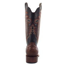 R.Watson Kango Tobac Full Quill Ostrich Broad Square Toe Boots with Chocolate Tops for Men