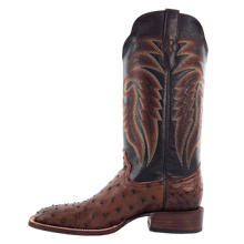 R.Watson Kango Tobac Full Quill Ostrich Broad Square Toe Boots with Chocolate Tops for Men