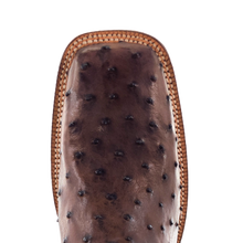 R.Watson Kango Tobac Full Quill Ostrich Broad Square Toe Boots with Chocolate Tops for Men
