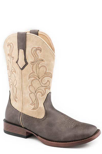 Pard's Western shop Roper Footwear Children's Brown Square Toe Boots with Tan Tops